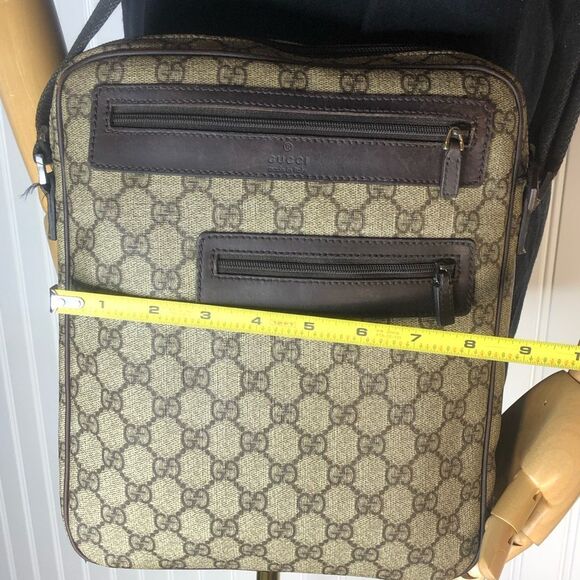 GUCCI GG Supreme Coated Canvas and Leather Crossbody Messenger Bag VINTAGE - Picture 16 of 17